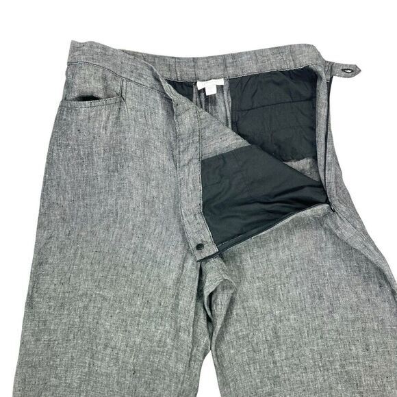 J. Jill Linen Pants Womens Large Petite Gray Wide Leg Elastic Waistband Relaxed - Picture 3 of 15